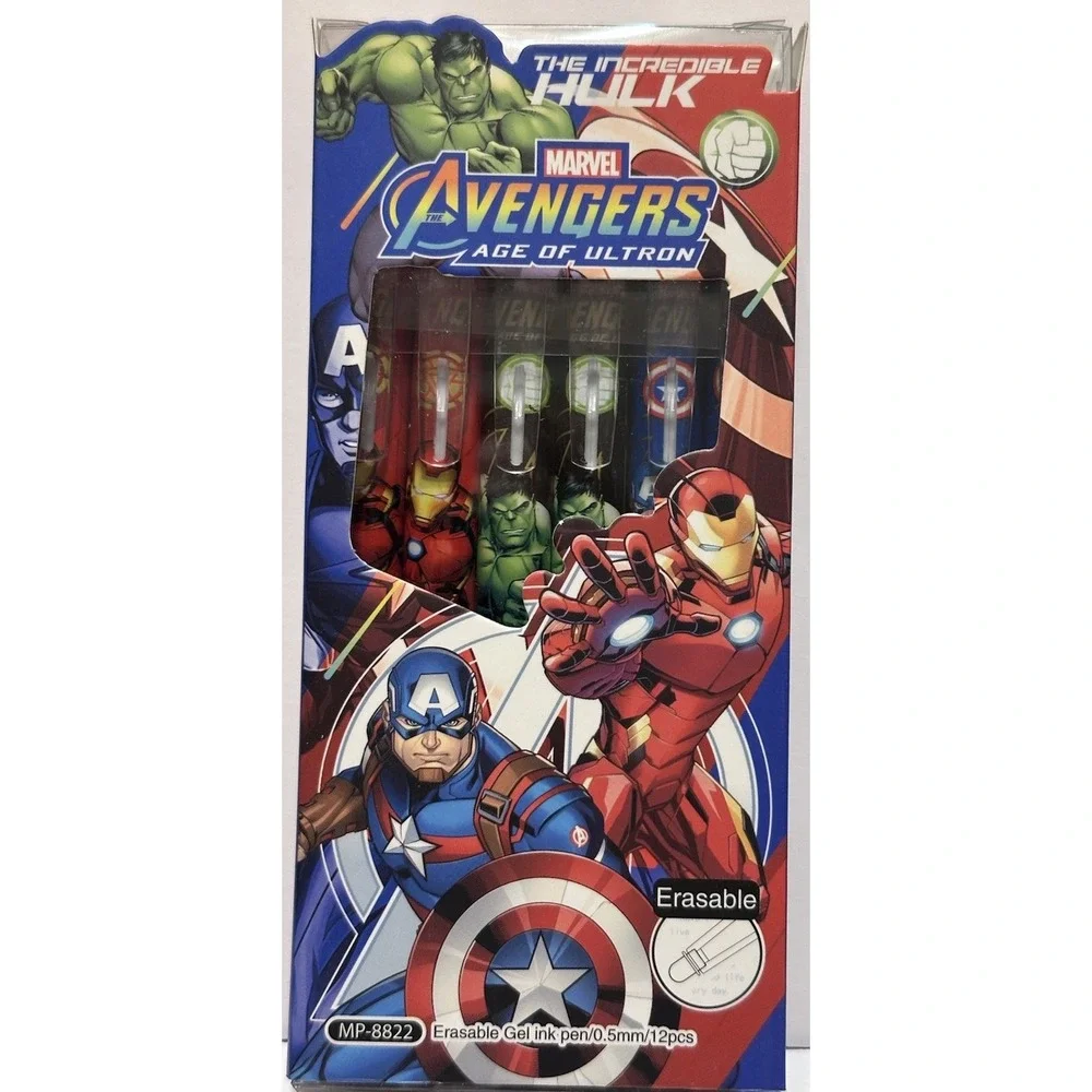 Marvel Avengers Age of Ultron 12 Erasable gel ink pens with .5 mm fine point